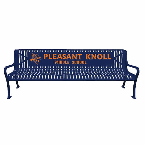 Pleasant Knoll Middle School Blue Metal Bench